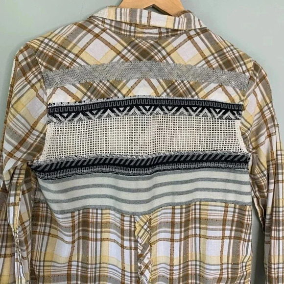 Free People Plaid western boho Button Down Size SP - Picture 6 of 8